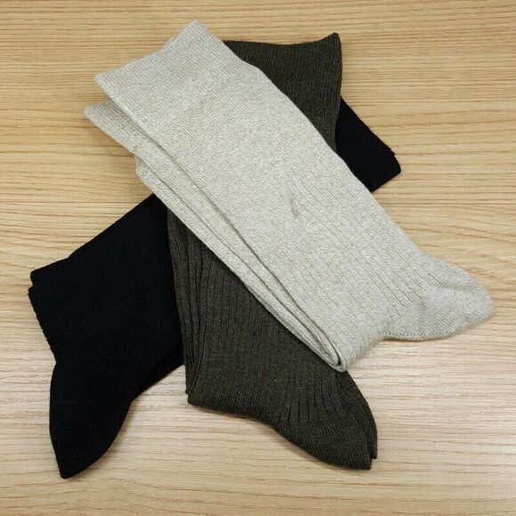 GOLD TOE Mens Crew Dress Socks Tan Olive Black 3-Pack Stanton Knit Comfort - Picture 1 of 3